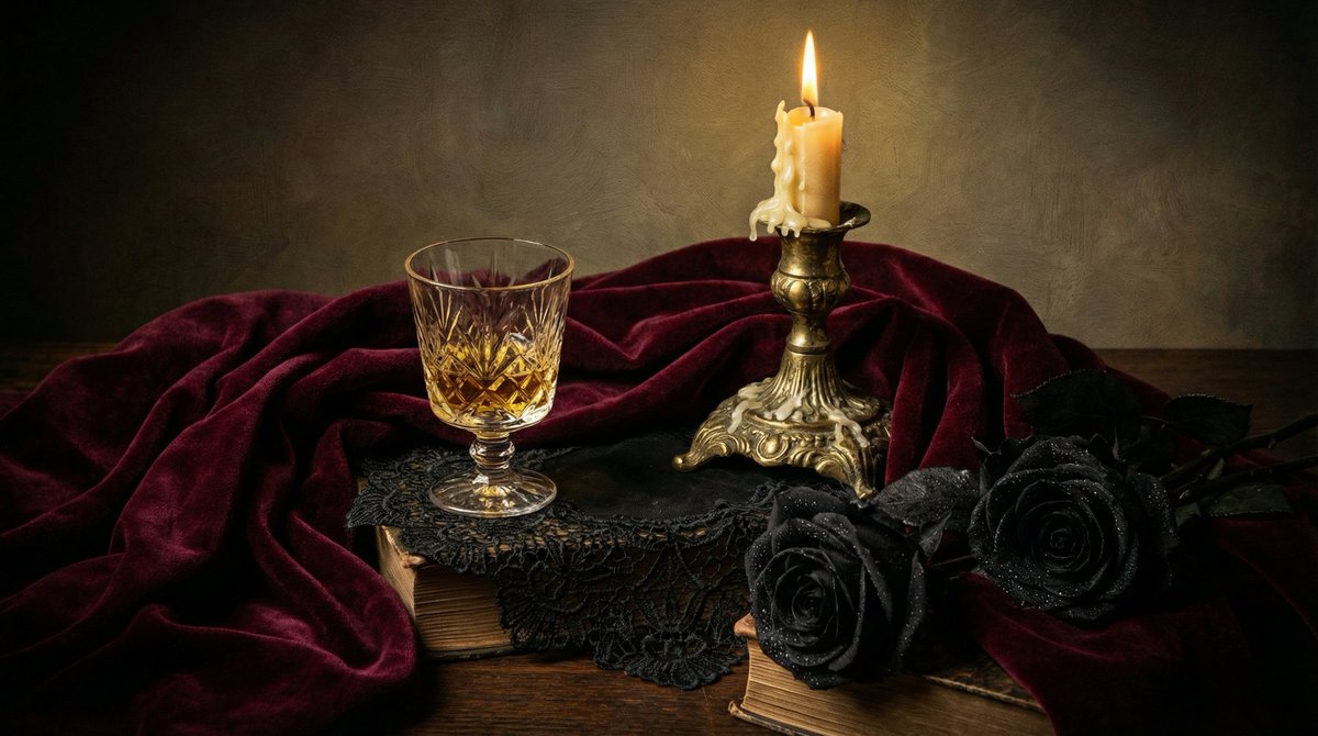 Dark Romantic Tabletop Composition Prompt 4