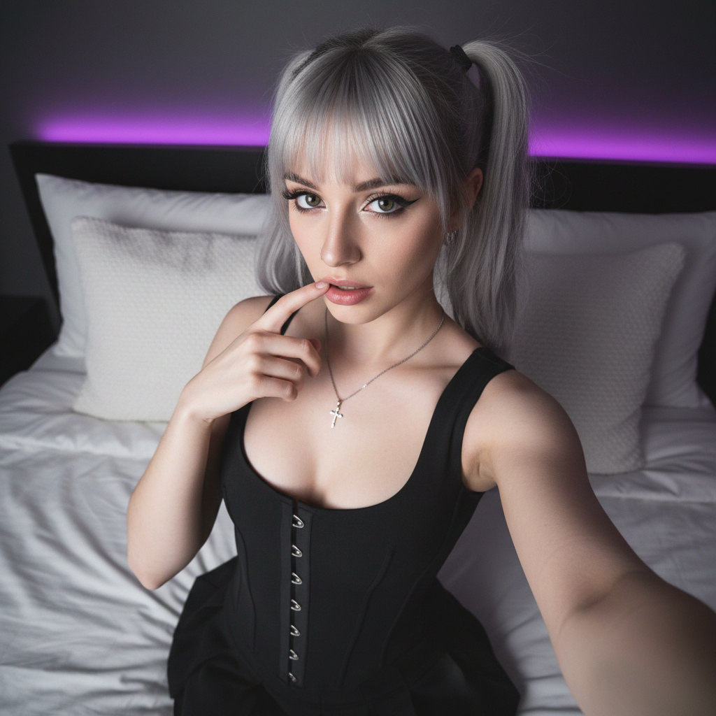 E-girl High-Angle Selfie with Flash