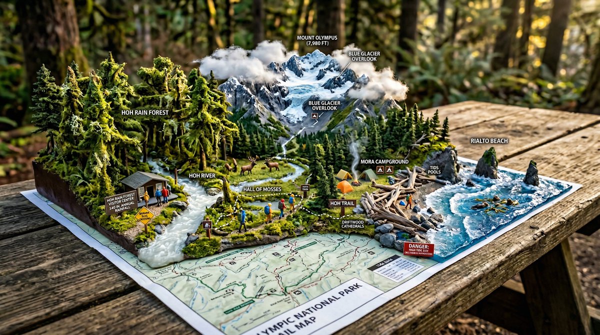 National Park Trail Map Miniature Ecosystem Diorama 3