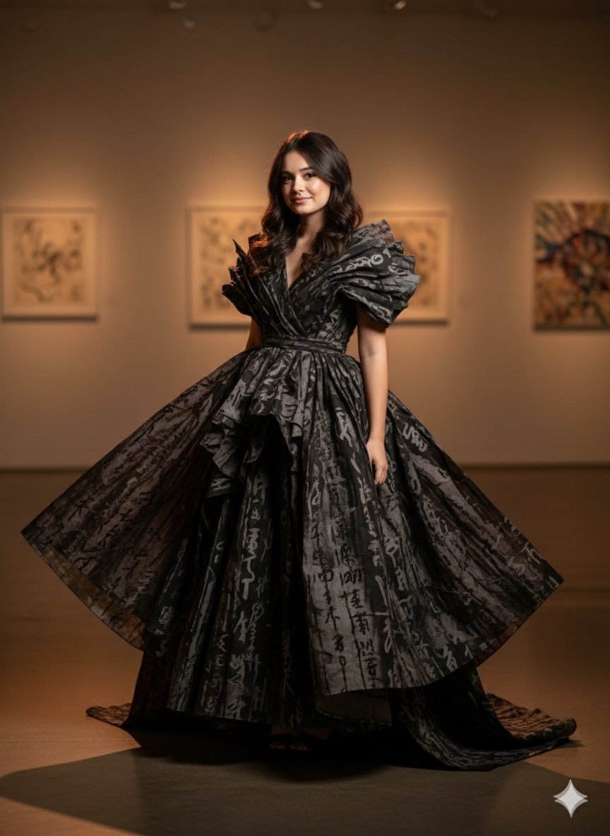 Art-Couture Cinematic Portrait (Calligraphy Fabric)