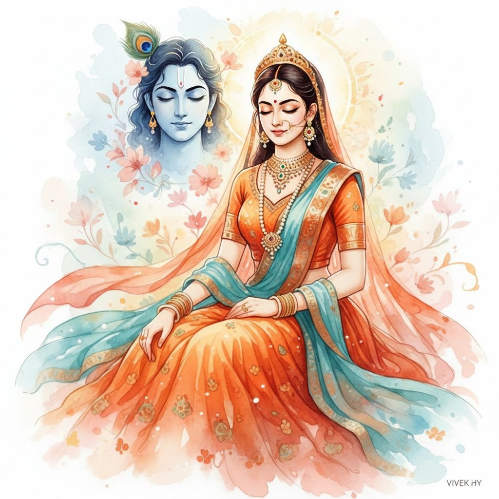 Mythological Radha-Krishna Fantasy Art Prompt