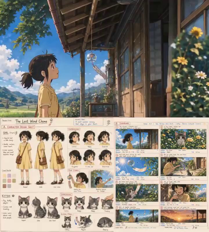 Lost Wind Chime Anime Video Prompt