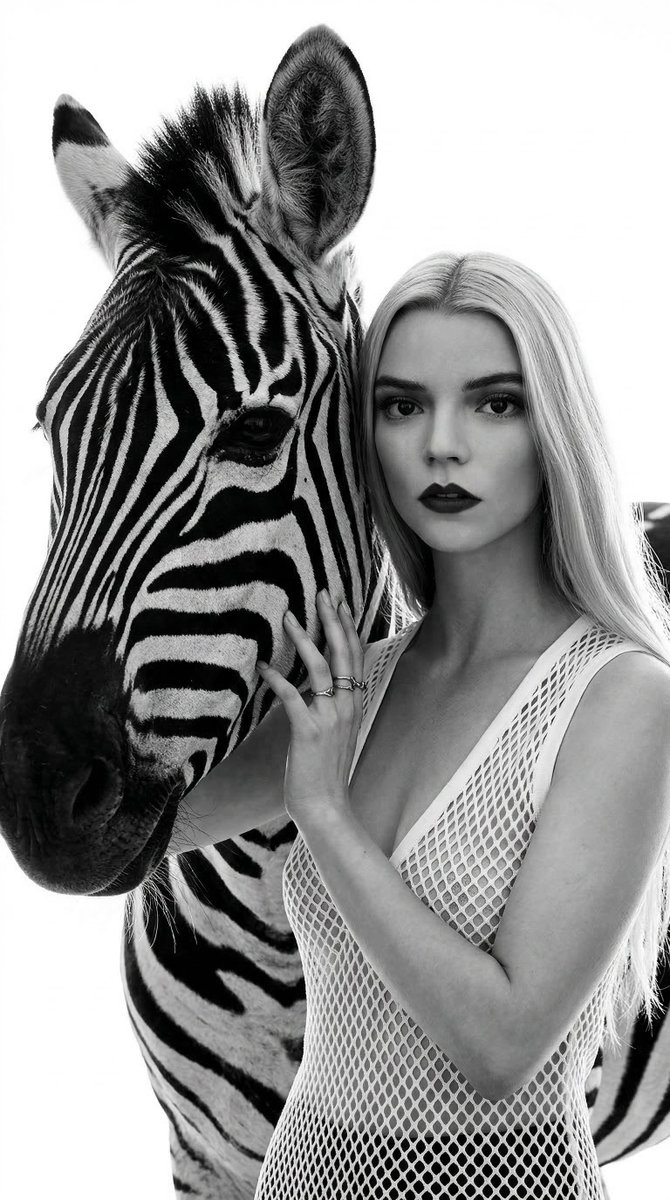Black and White Panther and Woman Editorial Portrait 4