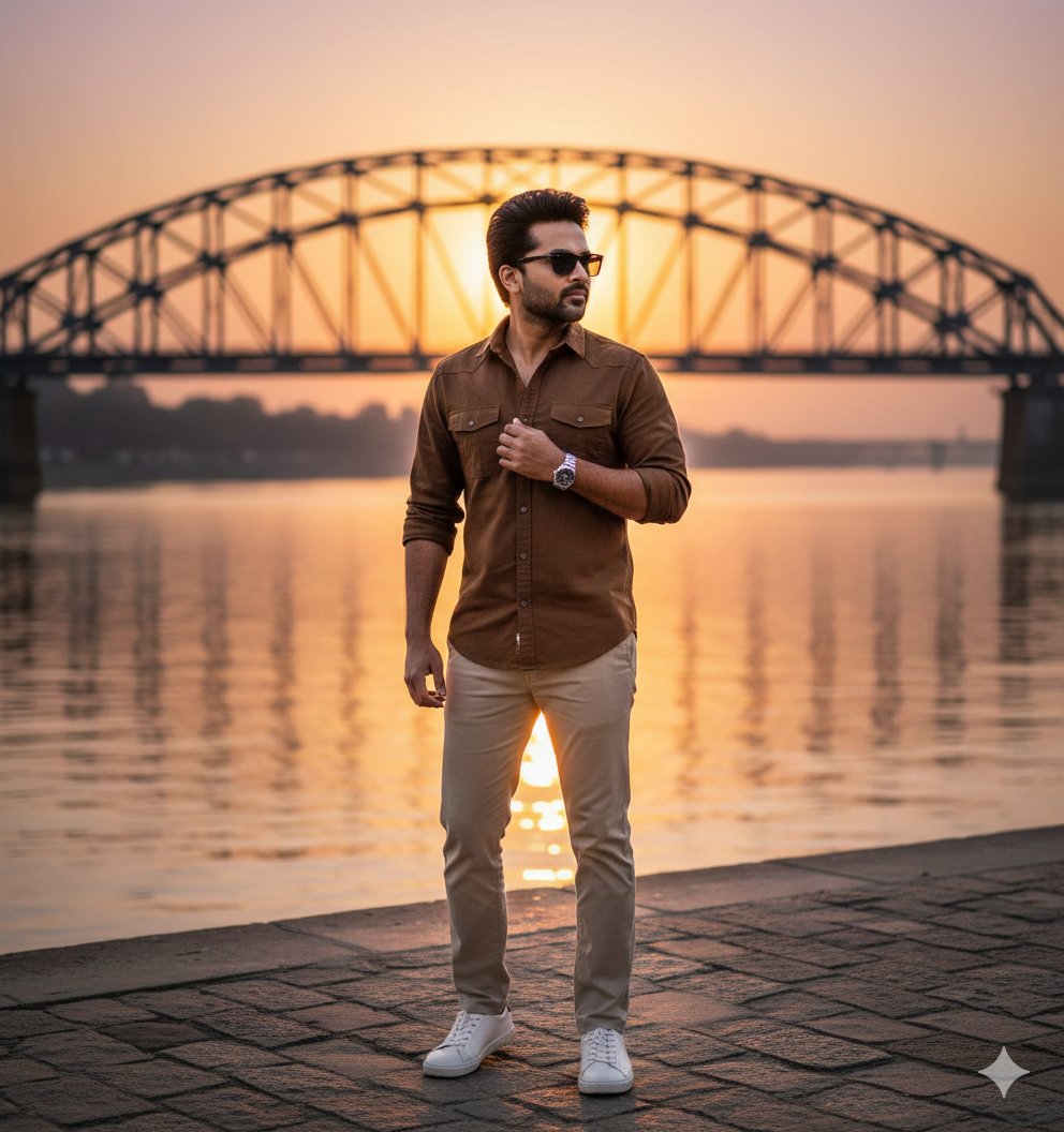 Golden Hour Riverside Portrait with Identity Lock 2