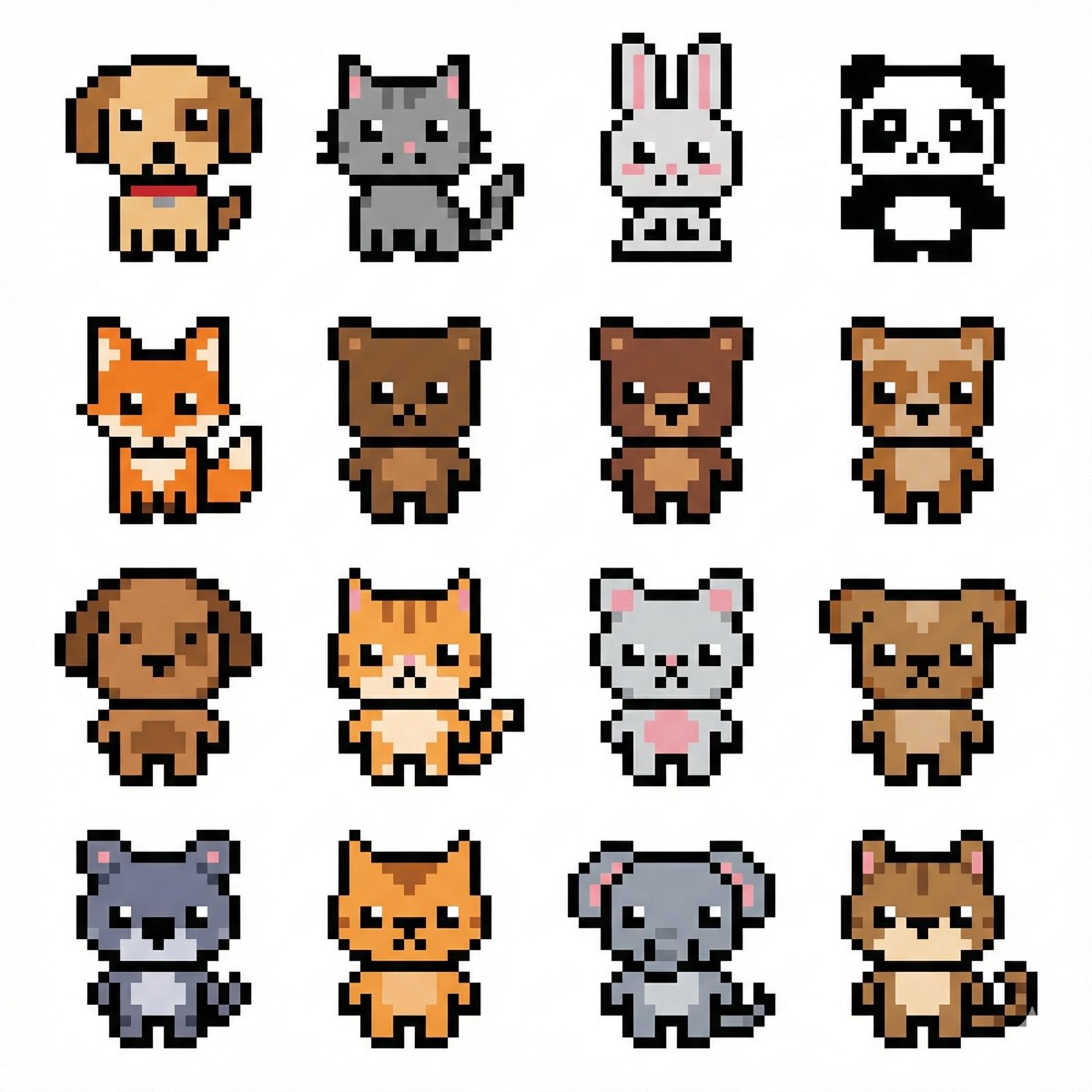 Pixel Art Animal Grid for APNG 2