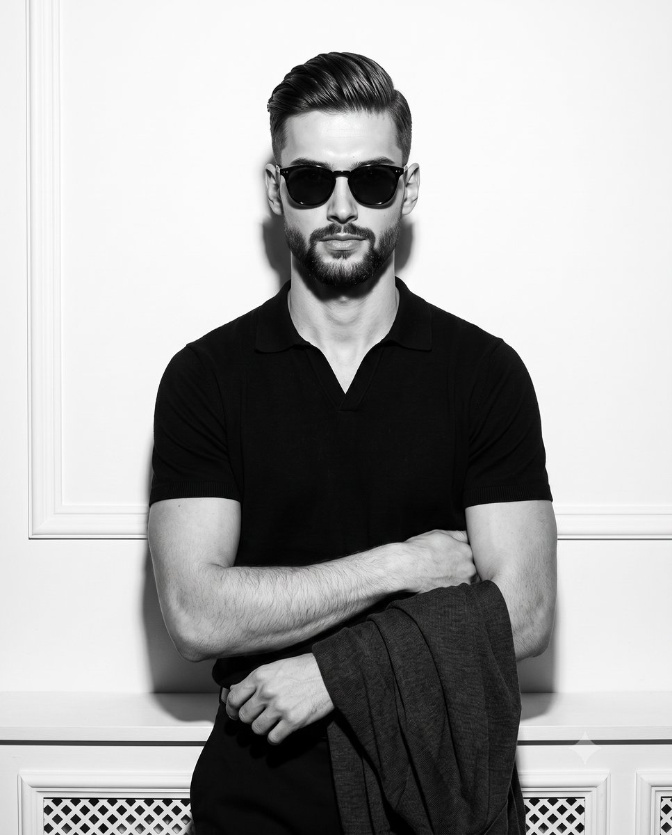 High-Fashion B&W Male Model Portrait