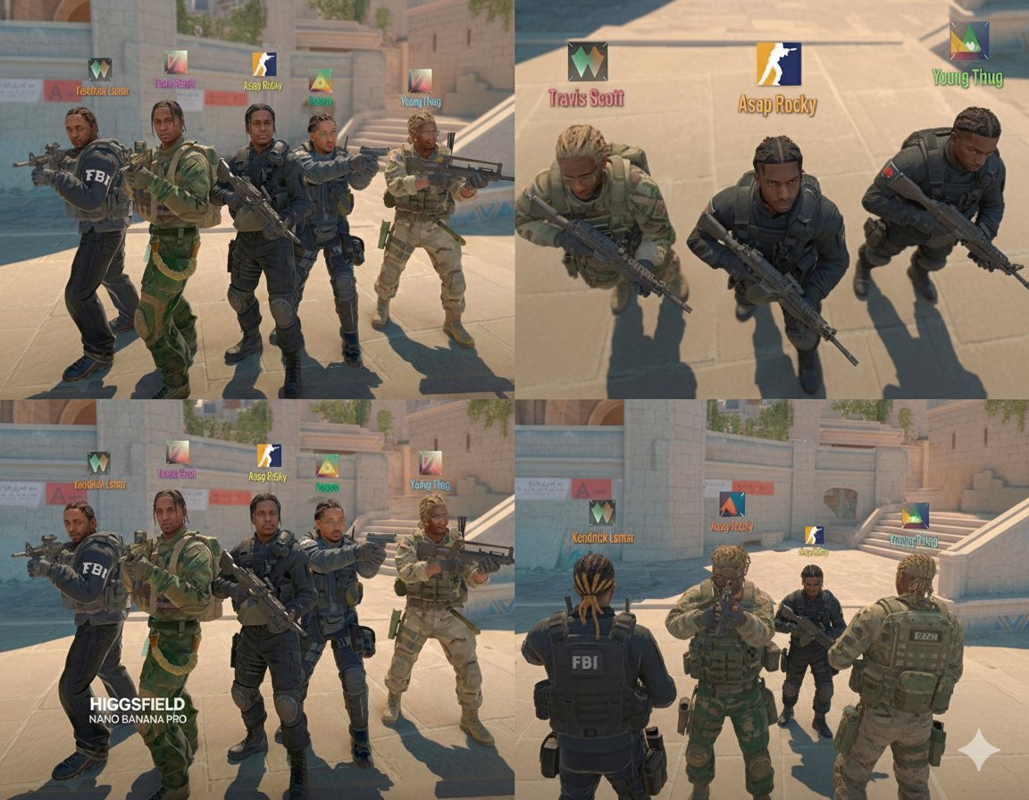 Grid of four camera angles from reference image 2