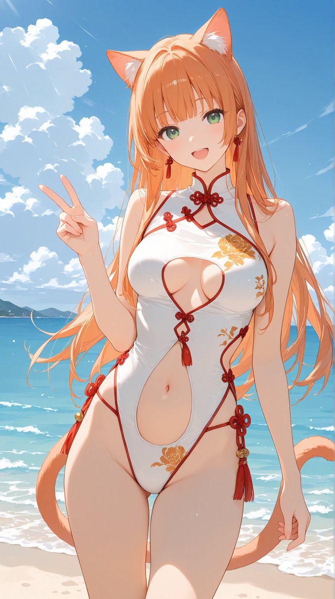 Anime Illustration Prompt for China Dress Swimsuit