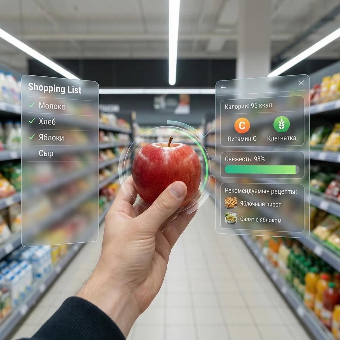 Augmented Reality UI Overlays on Food Items