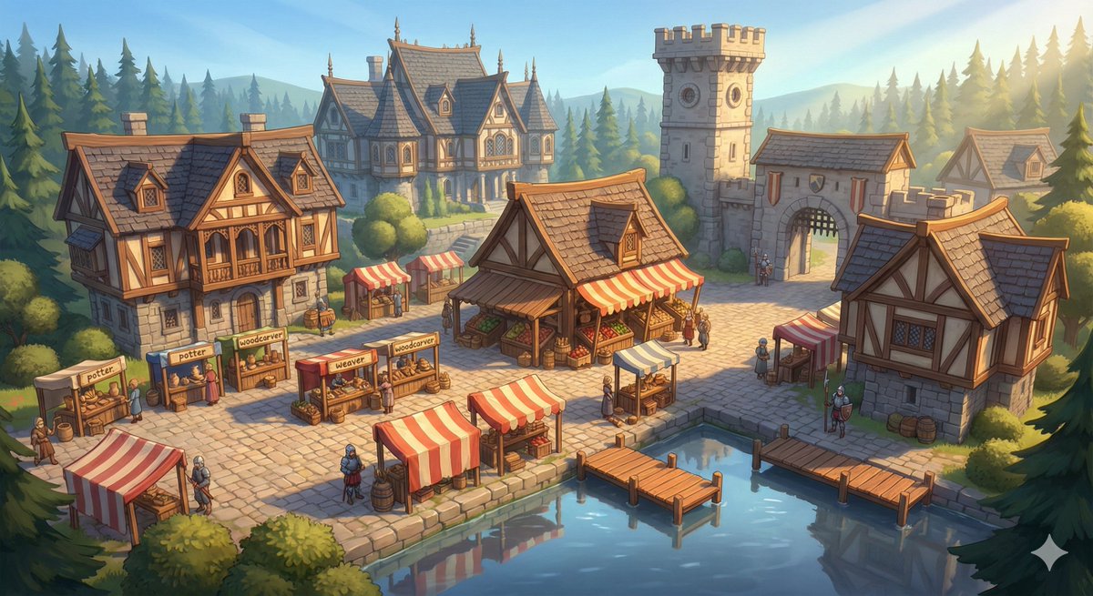Cinematic Stylized Medieval Market Day