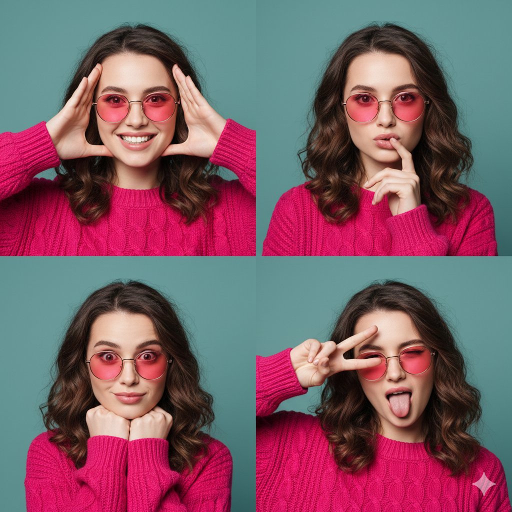 Pink and Teal High-Fashion Collage Portrait
