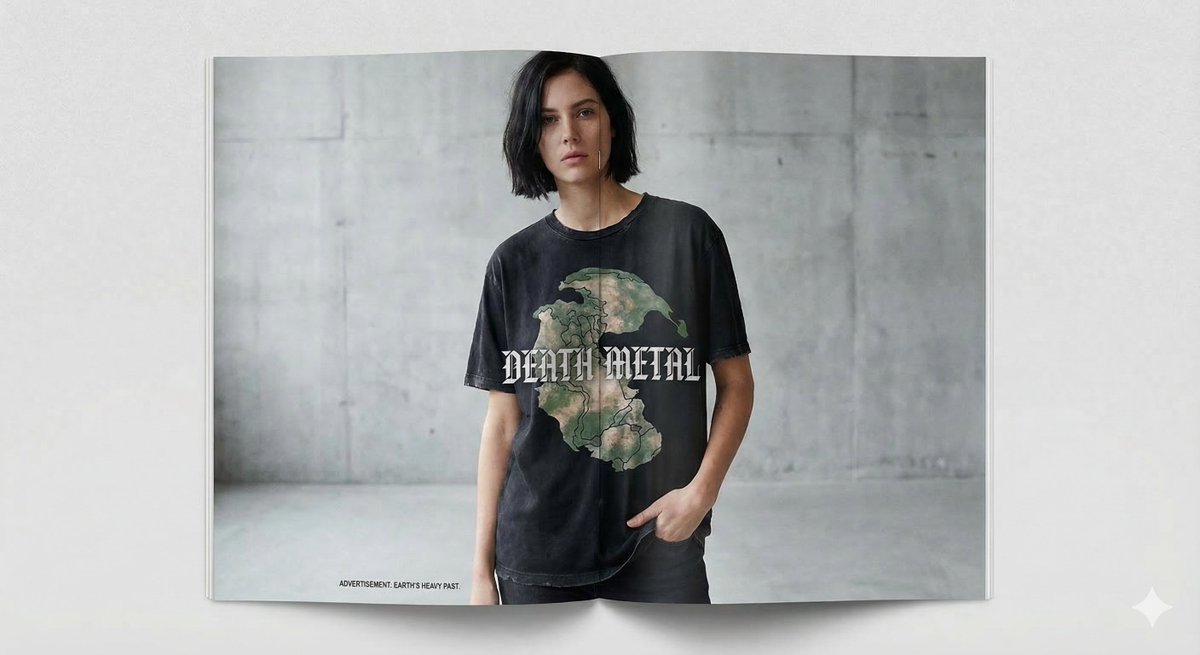 Generate a Pangea T-shirt Ad in Fashion Magazine Style