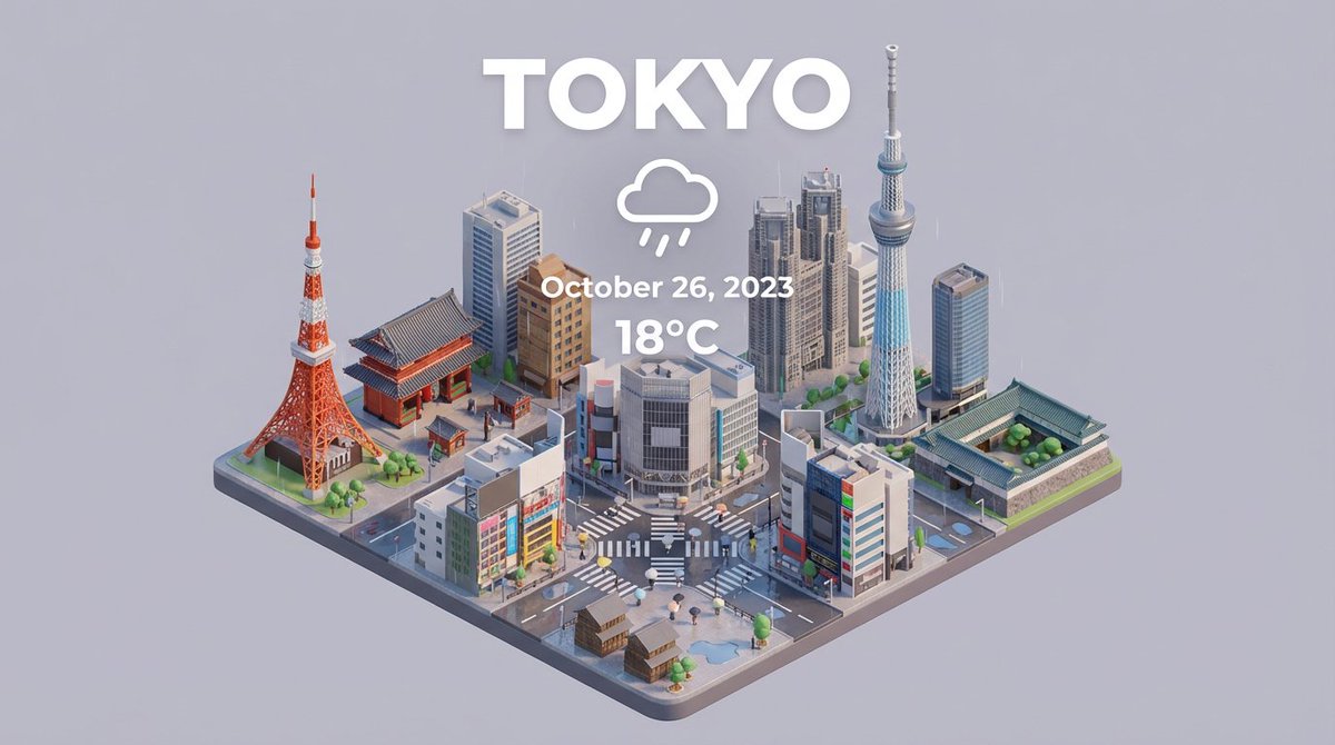 Isometric Miniature 3D City Cartoon Scene