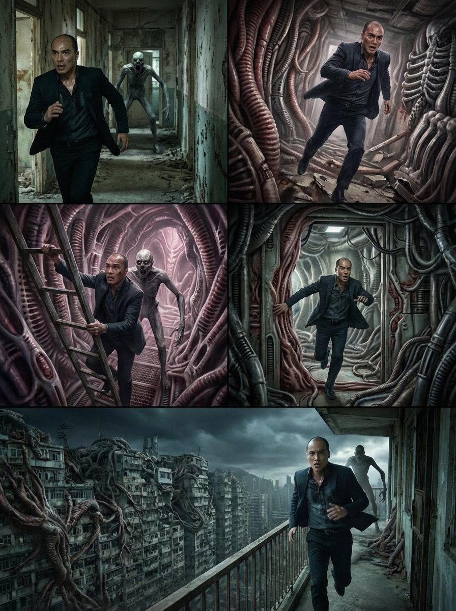 Cinematic horror sequence from base image 3