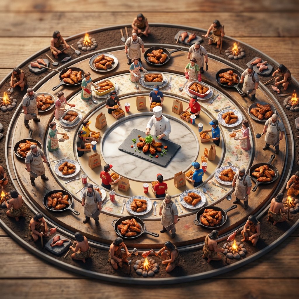 Food History Diorama in Mandala Format (Spicy Chicken Wings) 2