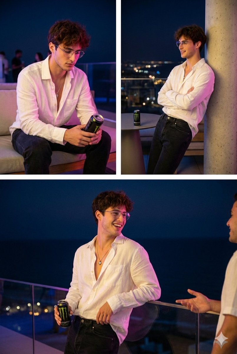Nighttime Roof Terrace Party Portrait Prompt