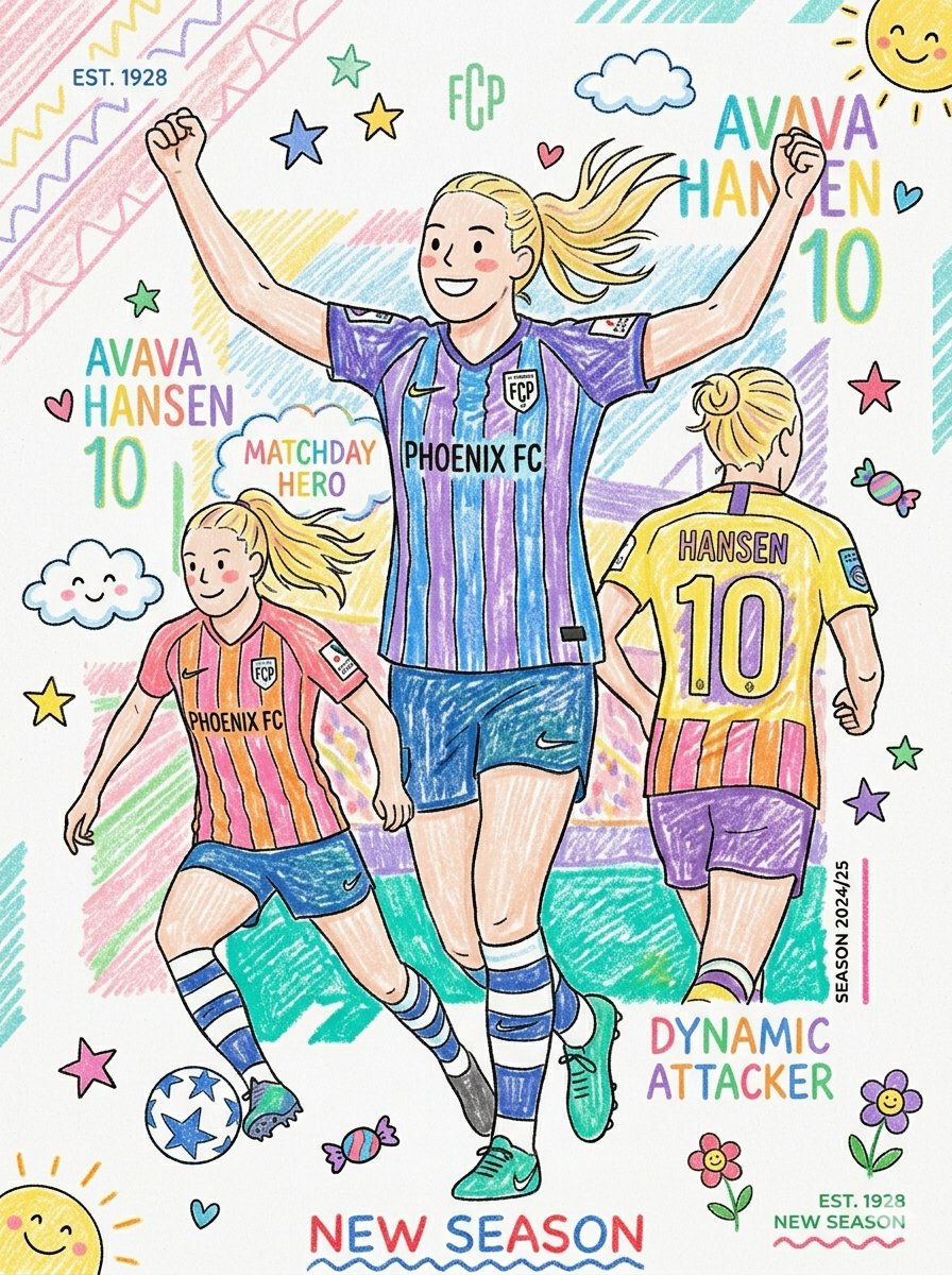 Sports Graphic Poster and Crayon Style Drawing 2