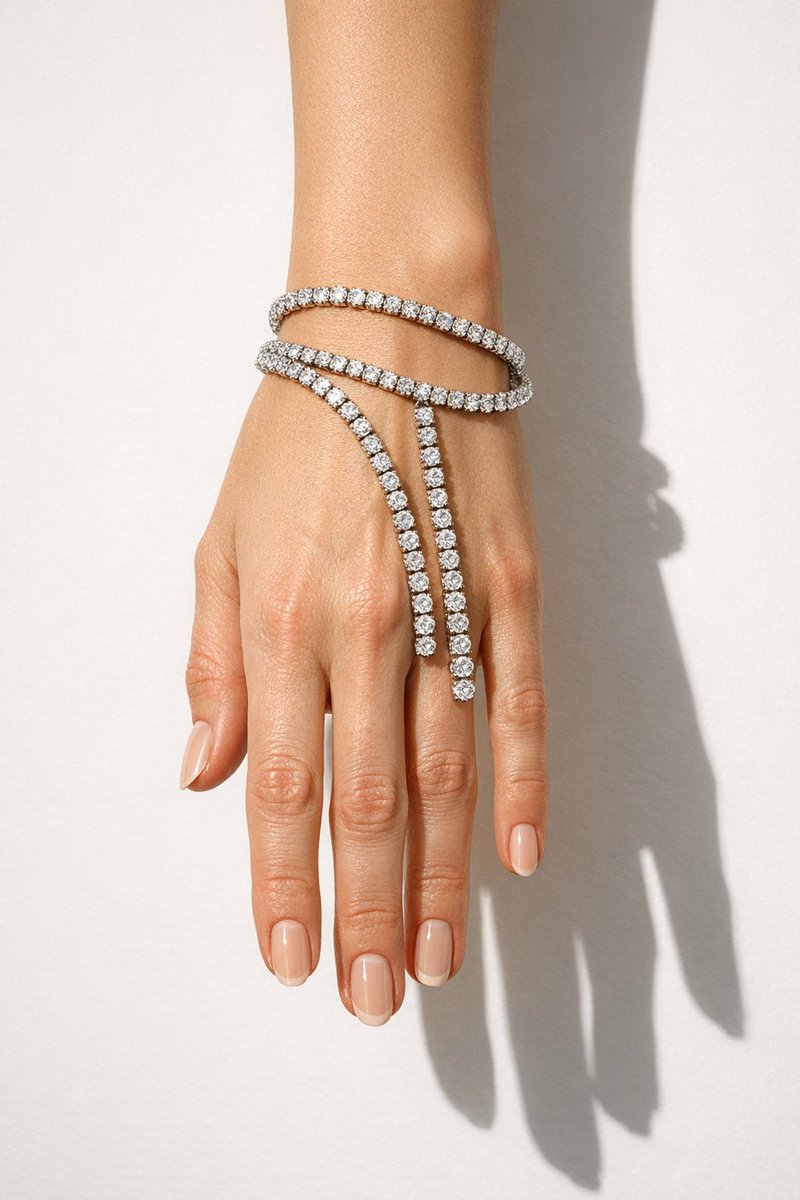 Hyper-realistic photo of a hand with diamond bracelets 2