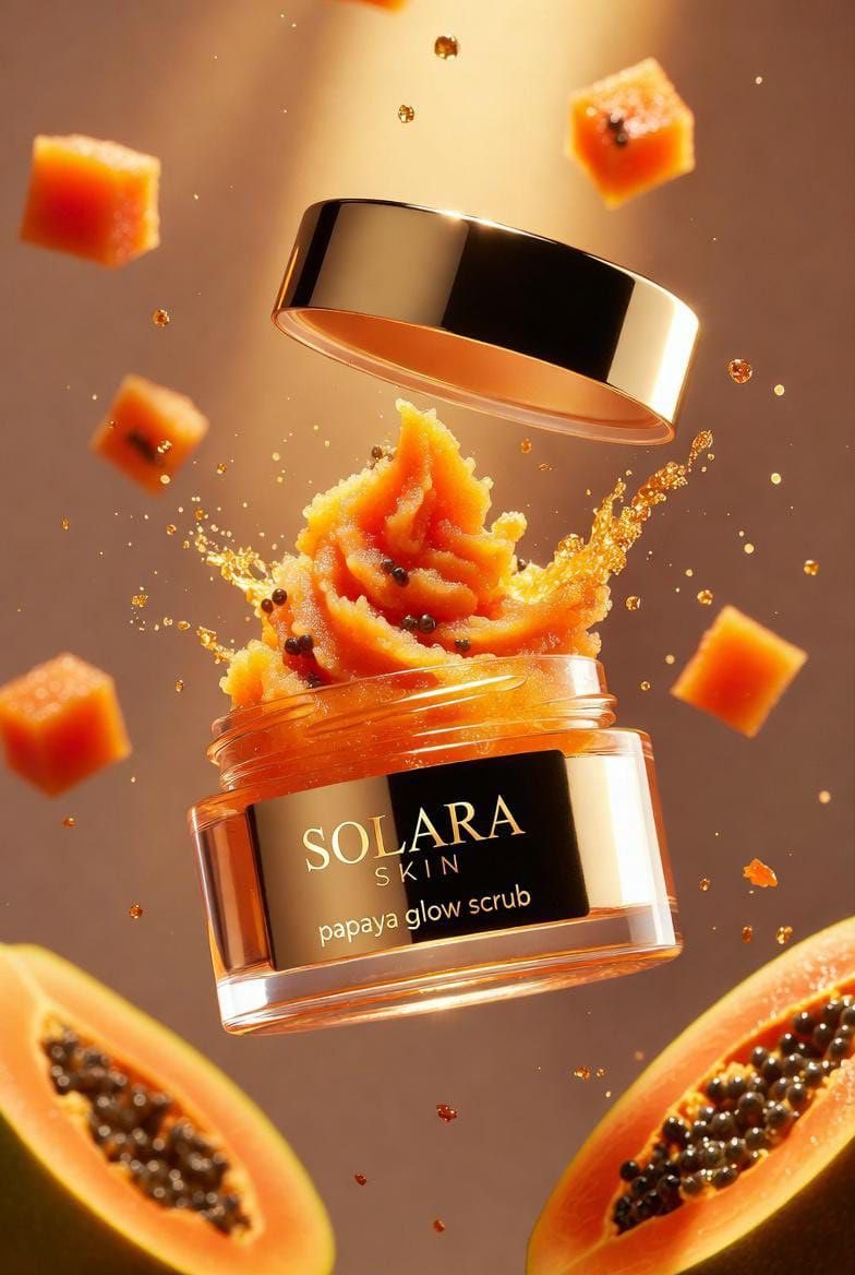 Hyperrealistic Luxury Product Photography of Papaya Scrub 3