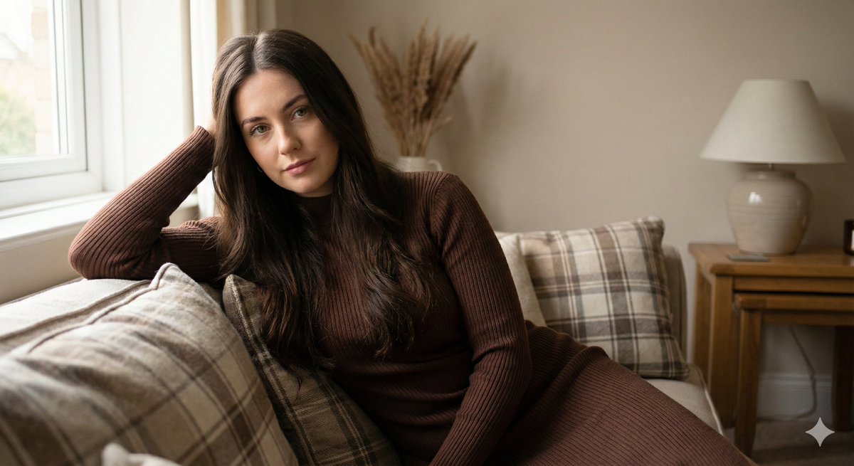 Cozy Lifestyle Editorial Portrait on Sofa