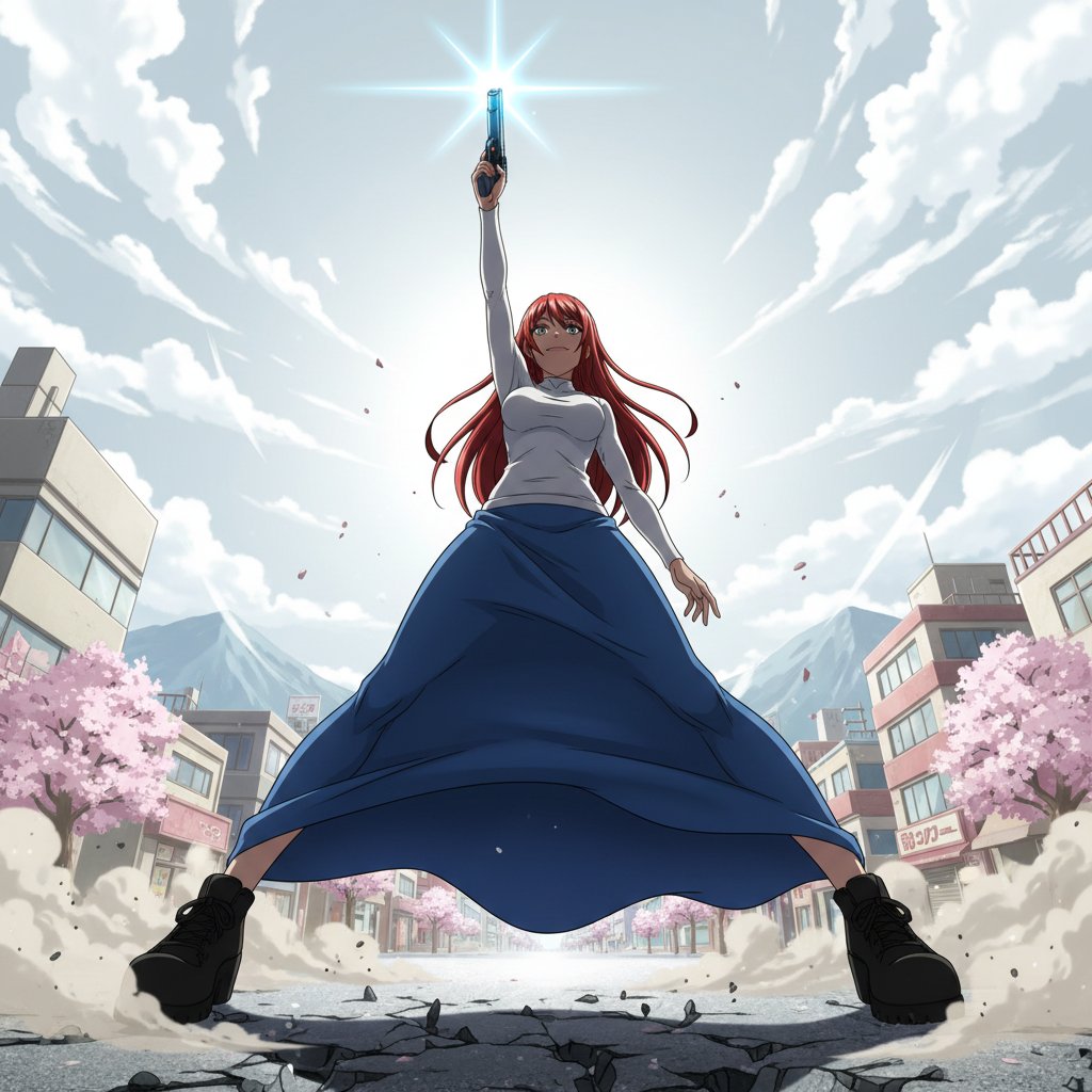 Nano Banana Prompt for Heroic Low-Angle Pose with Beam Weapon