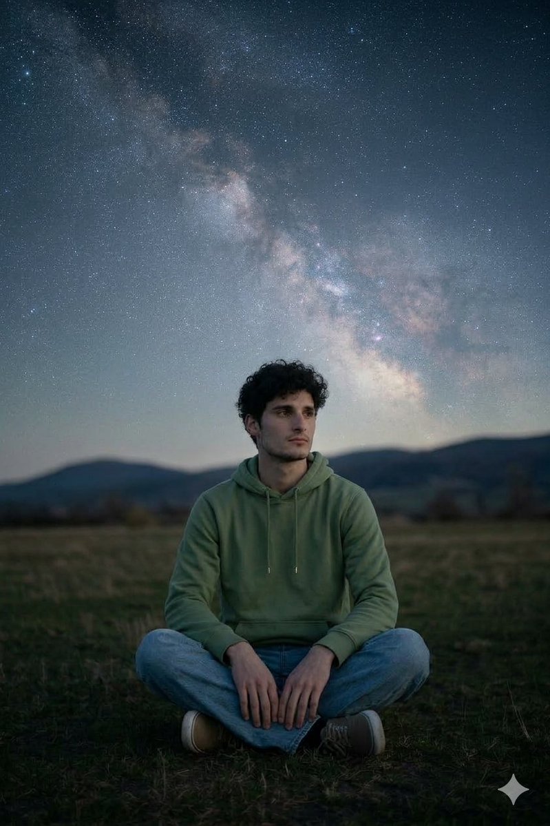Man Under Starry Sky Cinematic Prompt 2