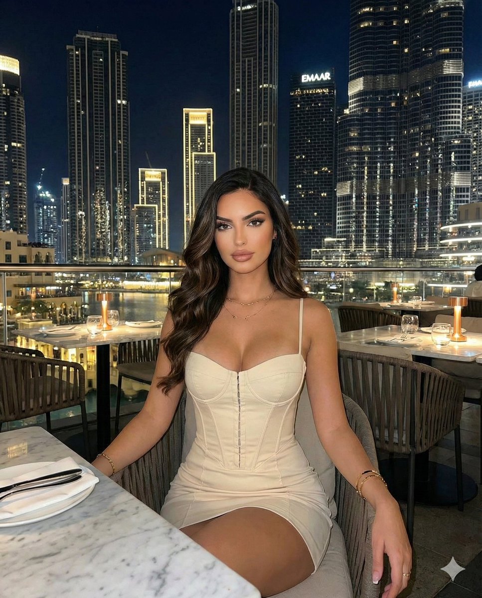 Luxury Rooftop Restaurant Portrait at Night (Dubai Aesthetic)