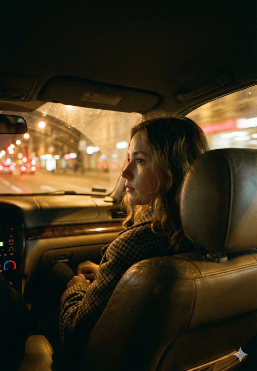 Cinematic Night Car Interior Portrait