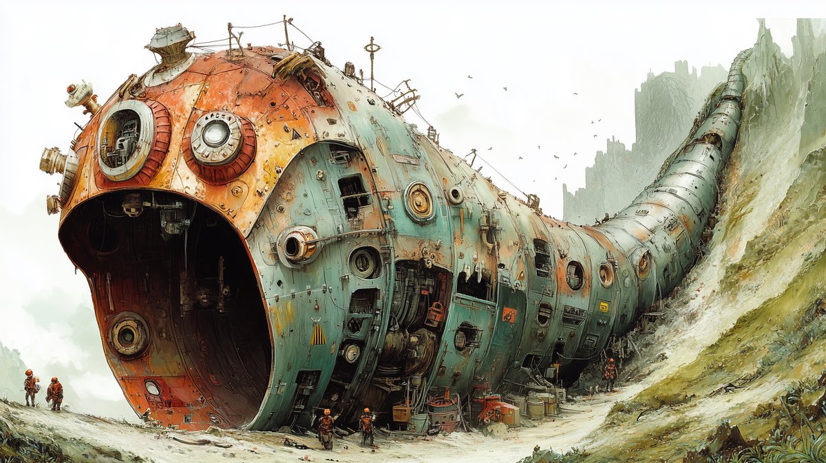 Massive Ancient Abandoned Alien Mining Machine Prompt