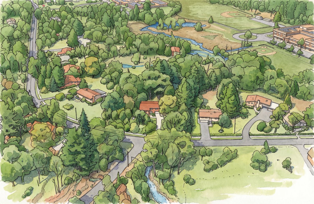 Hand-Drawn Urban Planning Map from 3D View 2