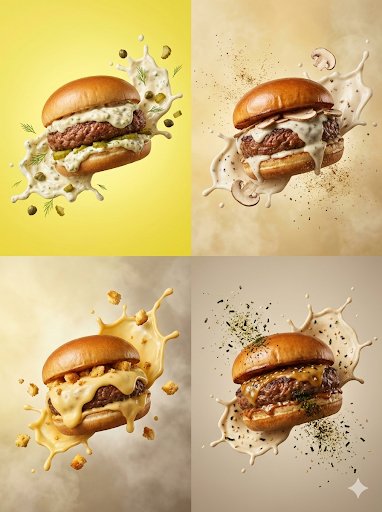 Hyper-realistic Floating Burger Commercial Shots