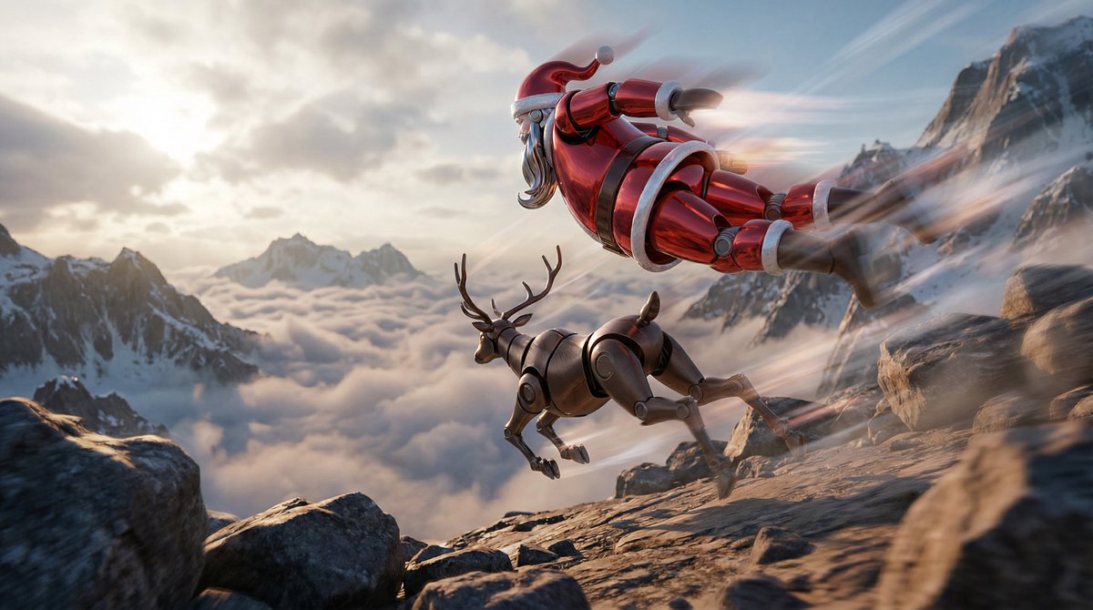 Semi-Realistic Dogfight between Santa and Reindeer Robots