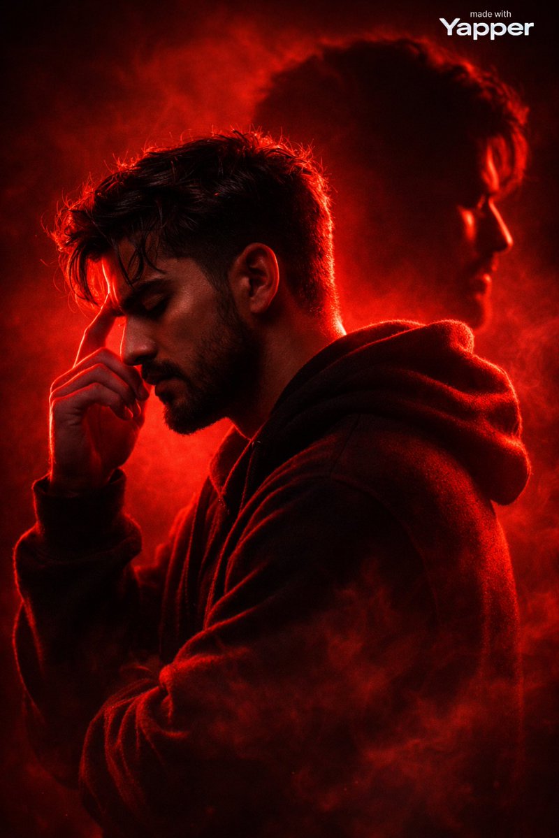 Ultra-Cinematic Red Silhouette Portrait with Double Exposure