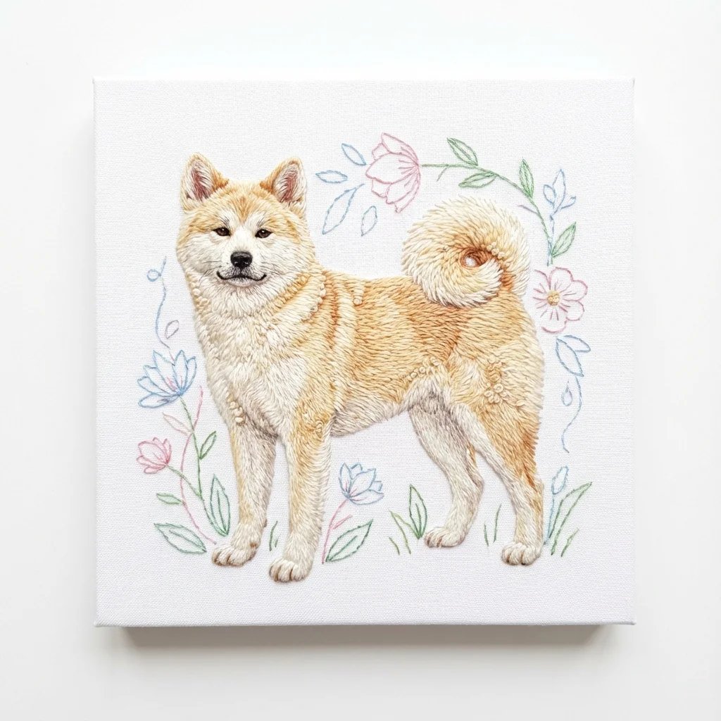 Akita Dog Embroidered Patch Design 2