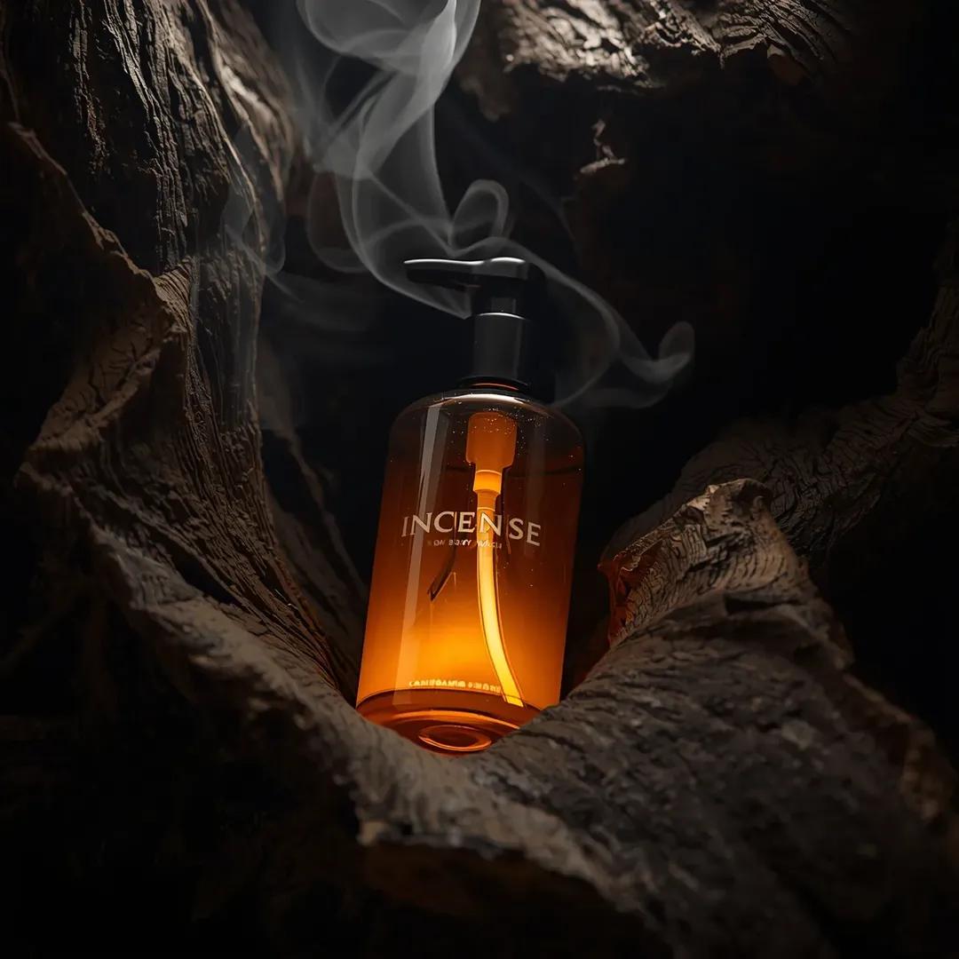 Ultra-Realistic Product Shot of Incense Oud Body Wash 3