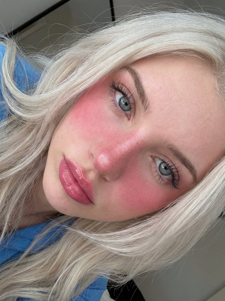 Extreme Close-up Beauty Selfie with Heavy Blush 2
