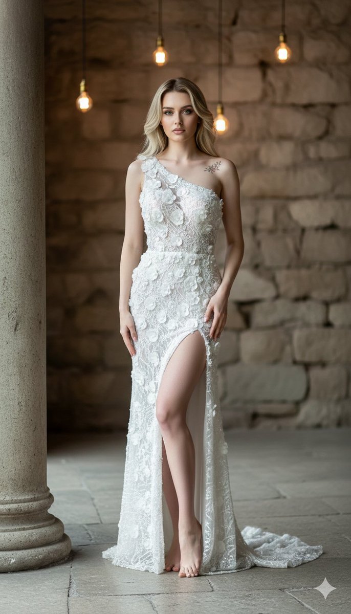 Hyper-realistic Portrait of a Woman in a White Gown 2