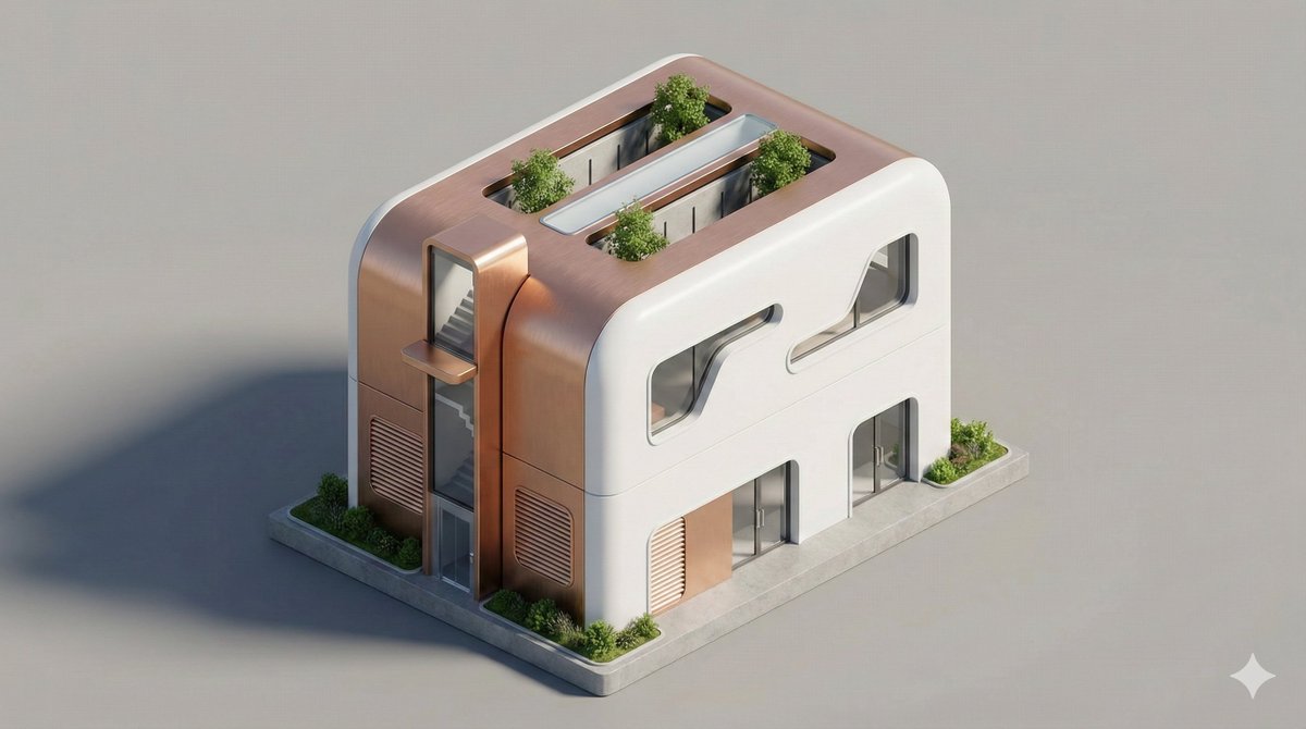 3D Isometric Diorama of a Household Object as Architecture 3
