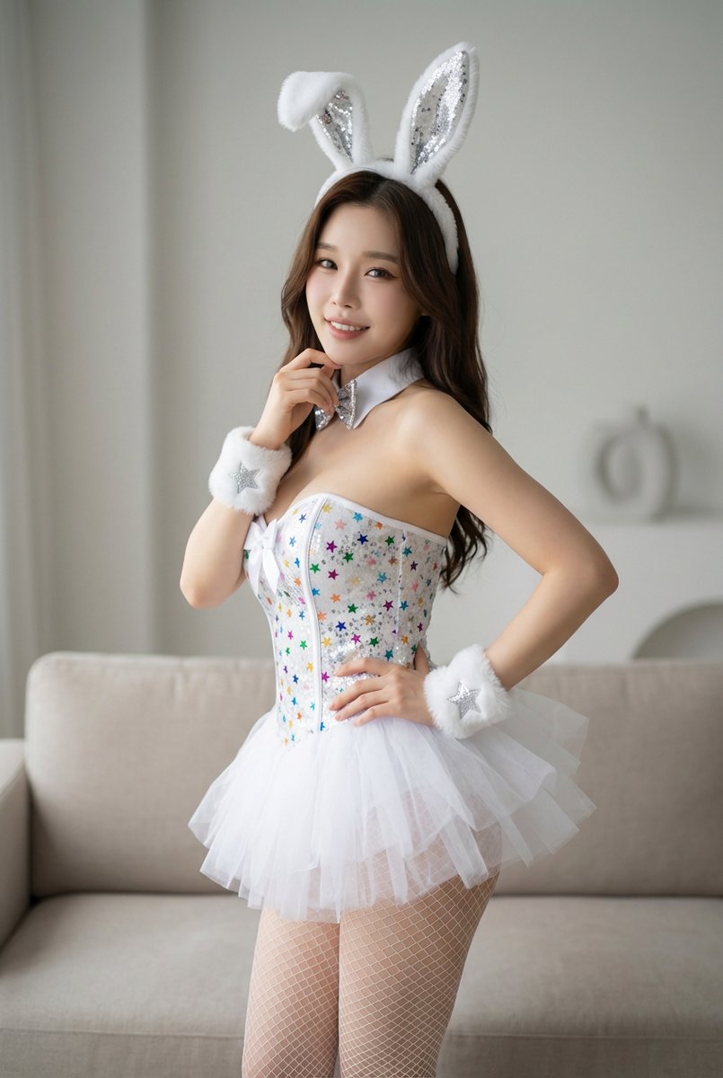 JSON Prompt for Glittering Bunny-Inspired Portrait 3