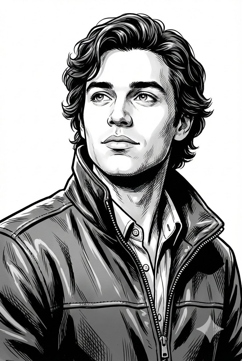 Black and White Digital Illustration Portrait 2
