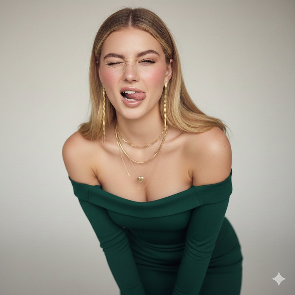 Studio Portrait of Two Women with Winking Expression 2