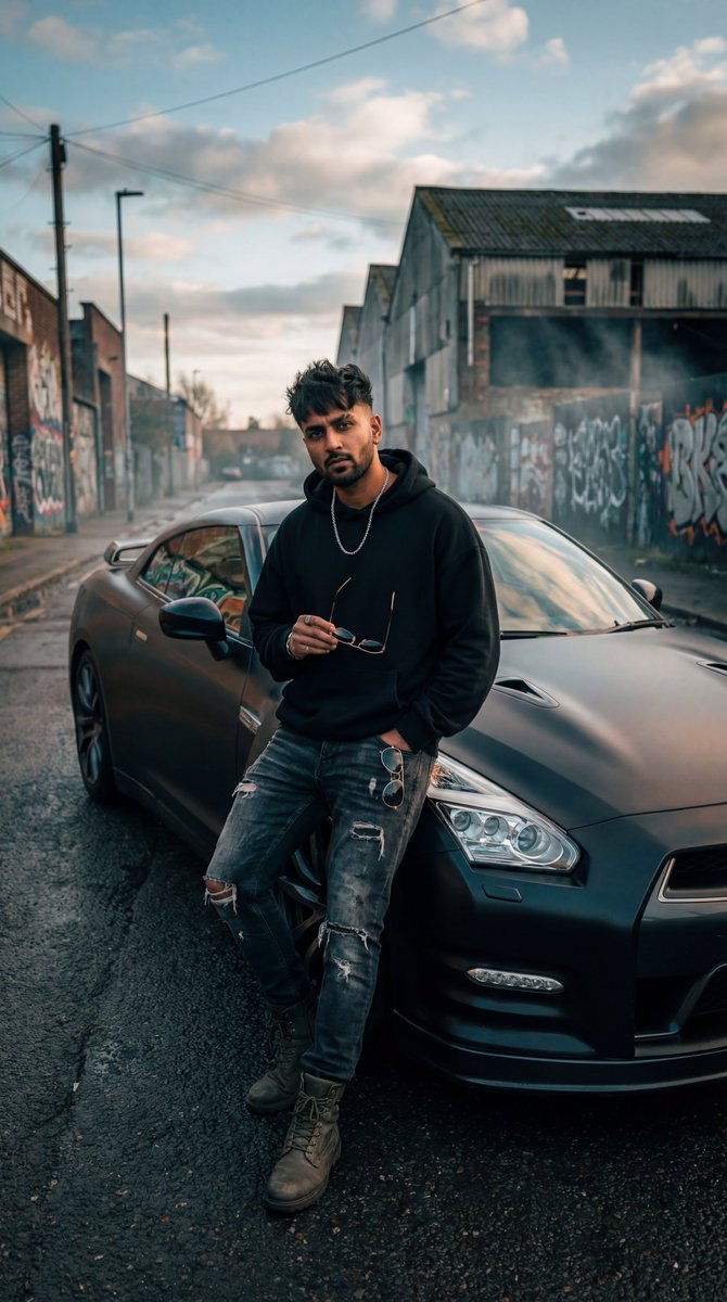 Grunge Street Photography Portrait with a Sports Car