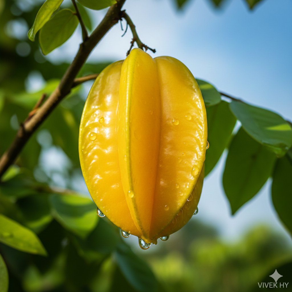 Macro Starfruit on Branch