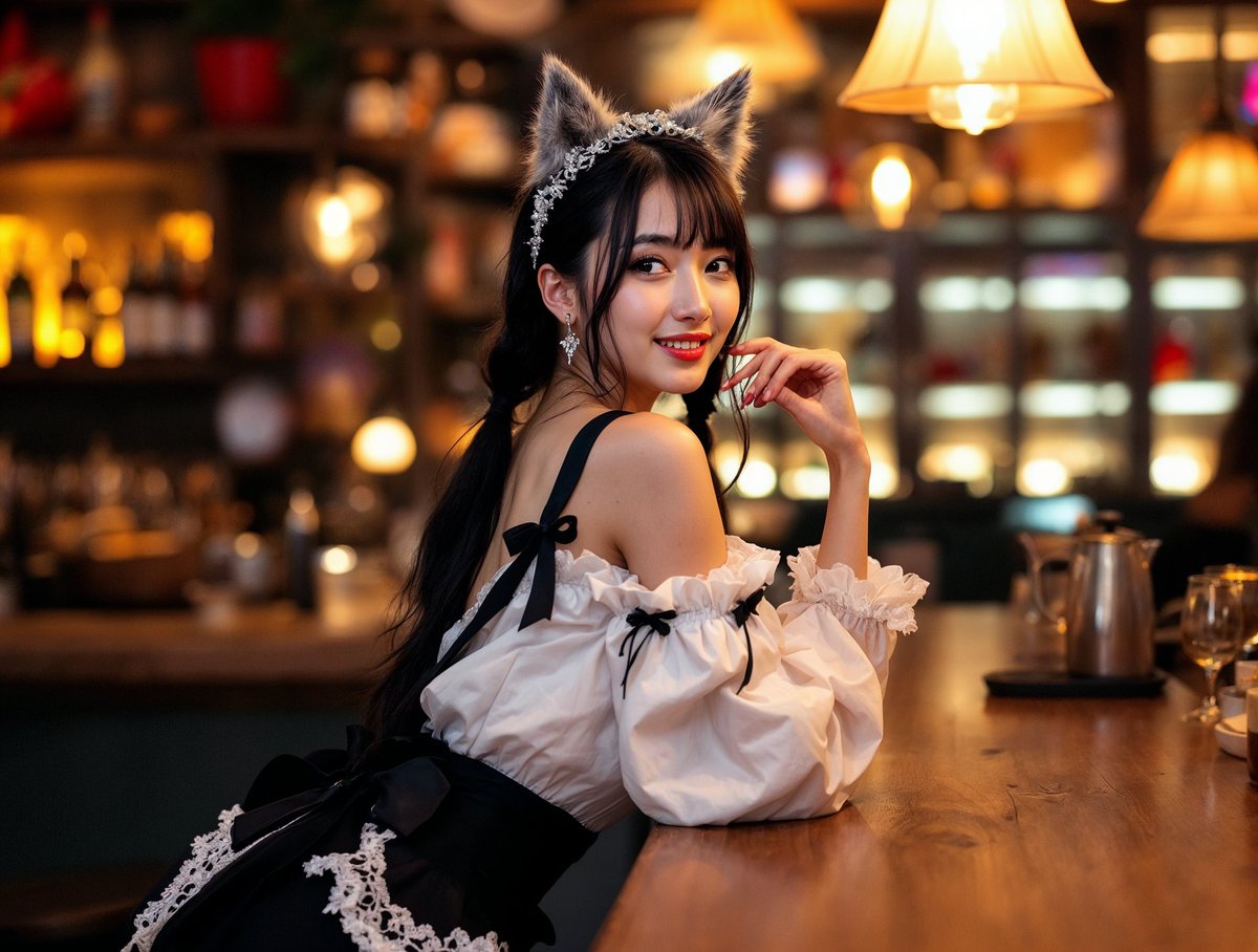 Cozy Maid Café Portrait with CCTV Aesthetic 4