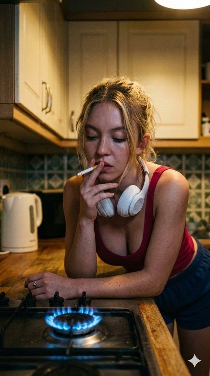 Moody Cinematic Portraits in a Kitchen with Neon Gas Stove Glow (4.4) 3