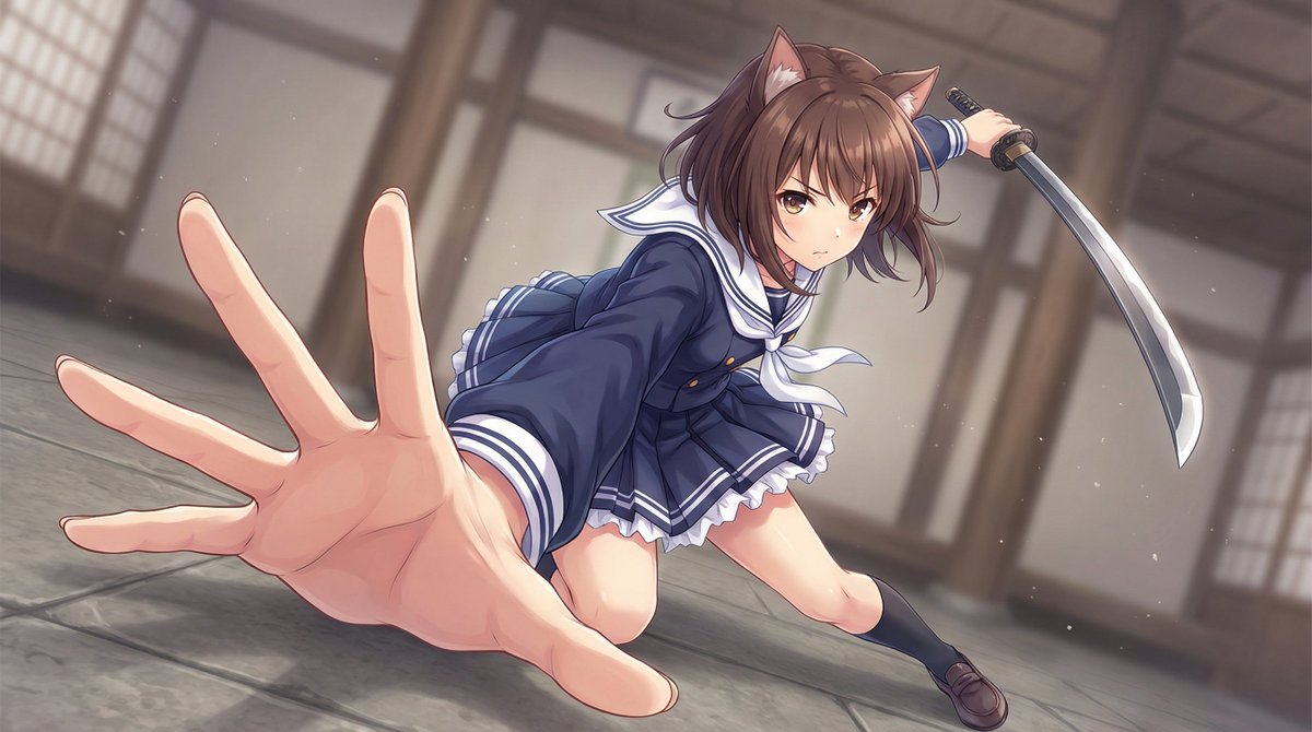 Dynamic Wide-Angle Action Pose Prompt (Gatotsu Style)