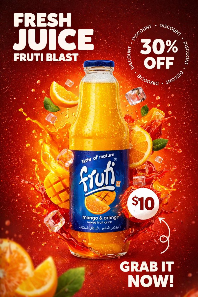 Product Photography Poster with Liquid Splash and Text Overlays 2