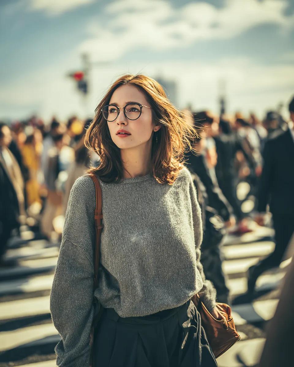 Cinematic Golden Hour Portrait in a City Crosswalk