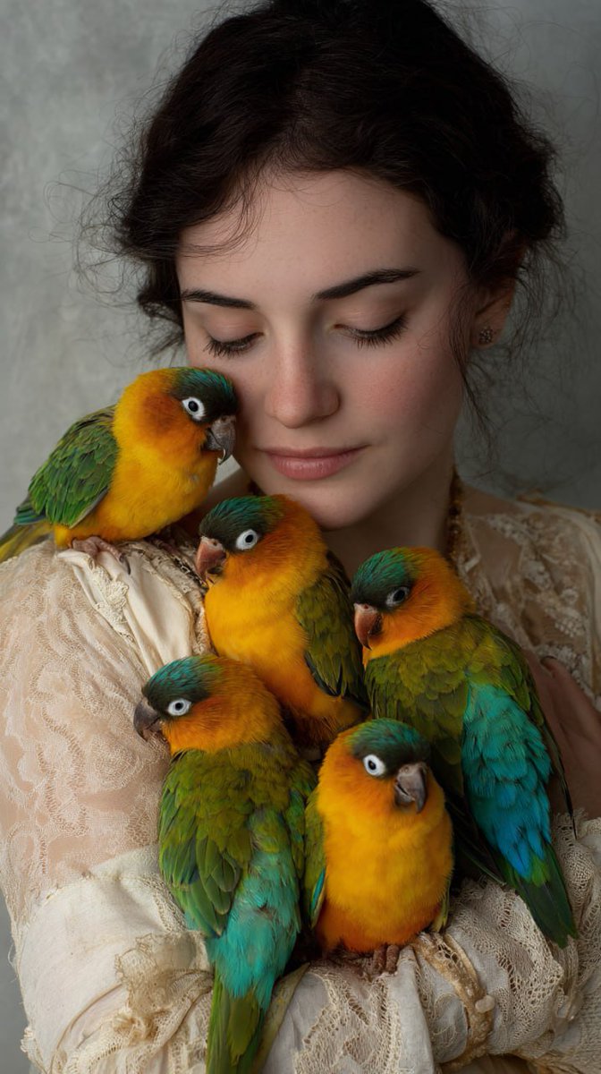 Studio Portrait with Parrots 4