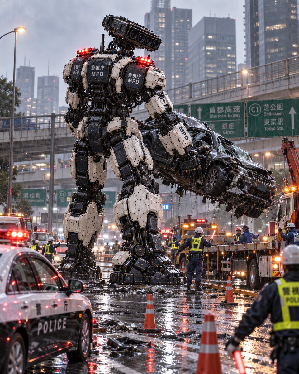 YouTube Thumbnail - Colossal MPD Robot Clearing Wreck